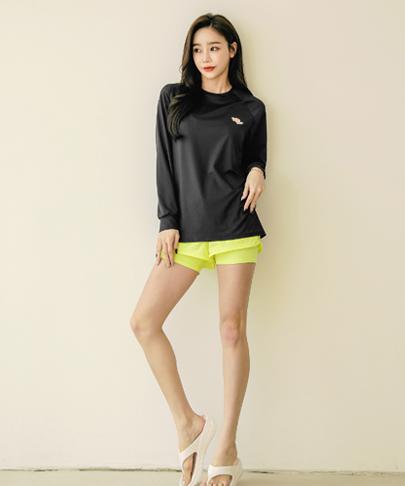 Tyubeuteuli Women'S Basic Loose Fit Long Sleeve Rash Guard B603 Black