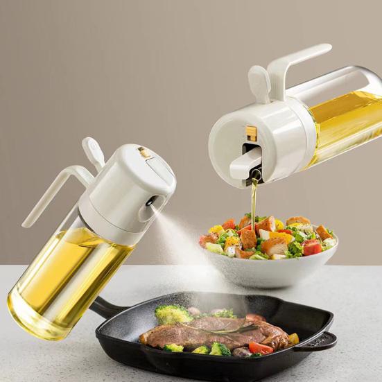 Pulverizator de ulei de măsline, 550 ml, sticlă 2-în-1, cu control inteligent al capacului, sticla cu pulverizare din sticlă, instrument de bucătărie pentru gătit salate la grătar