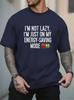 2026 New Unisex Light Purple Crew Neck Tee Im Not Lazy Im Just On My Energy Saving Mode Funny Battery Humor Text Casual Cotton Tops