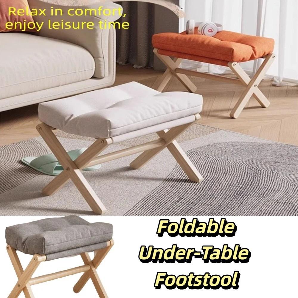 Cotton-filled Cushion Footstool Compact Design Folding Stool Foldable Footstool  Naps Rest