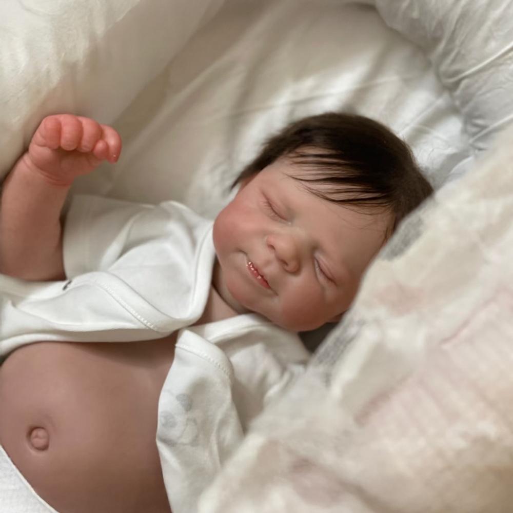 19 Inch Sleeping Reborn Baby Dolls Real Like Silicone Full Body Washable Simulation Doll Pascale Poseable Limbs Newborn Dolls for Kids Christmas Gifts