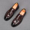 Fashion Fashion New Men's Slip On Loafers Pointed Alligator Pattern Leather Dress Shoes Male Designer Homecoming Wedding Footwear