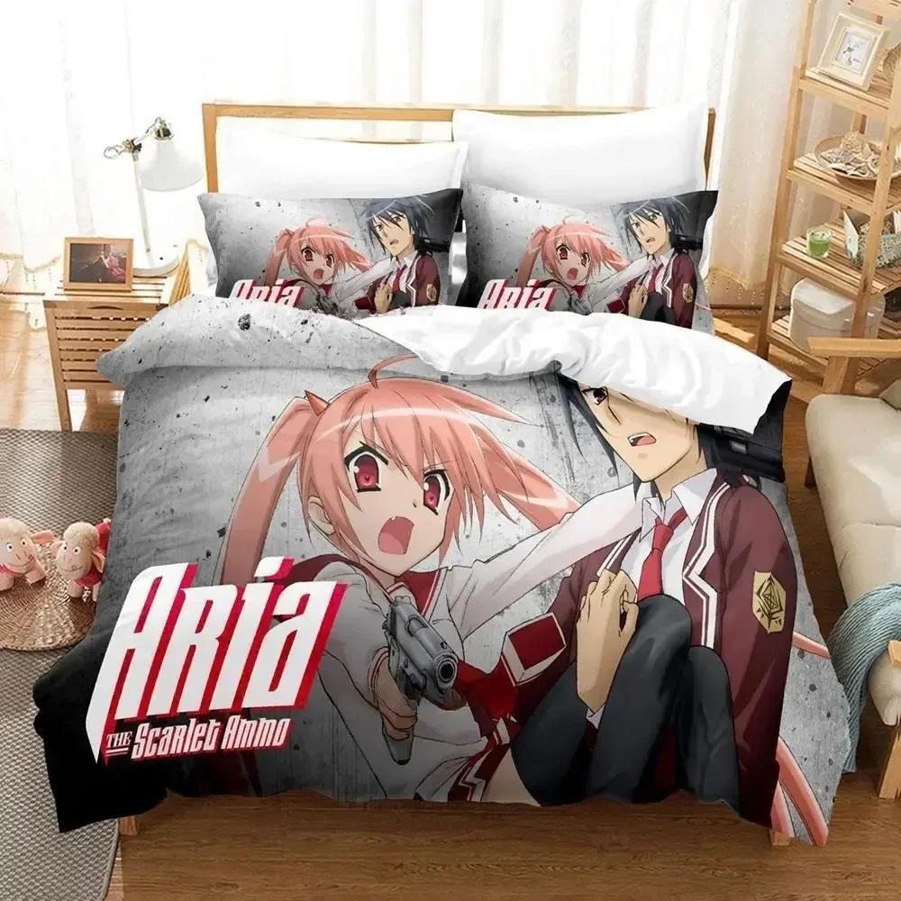 Nytt Aria The Scarlet Ammo Sängkläder Set Tecknad tre-delat set Vuxen Barn Sovrum Påslakan Set 3D-tryck Kawaii