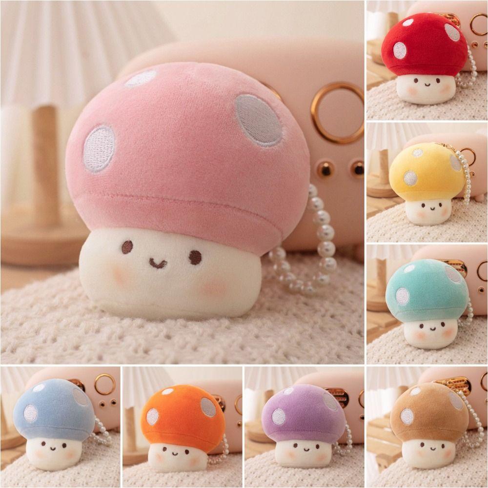 

Mushroom Mushroom Plush Keychain With Pearl Mushroom Peluche Toy Bag Pendant