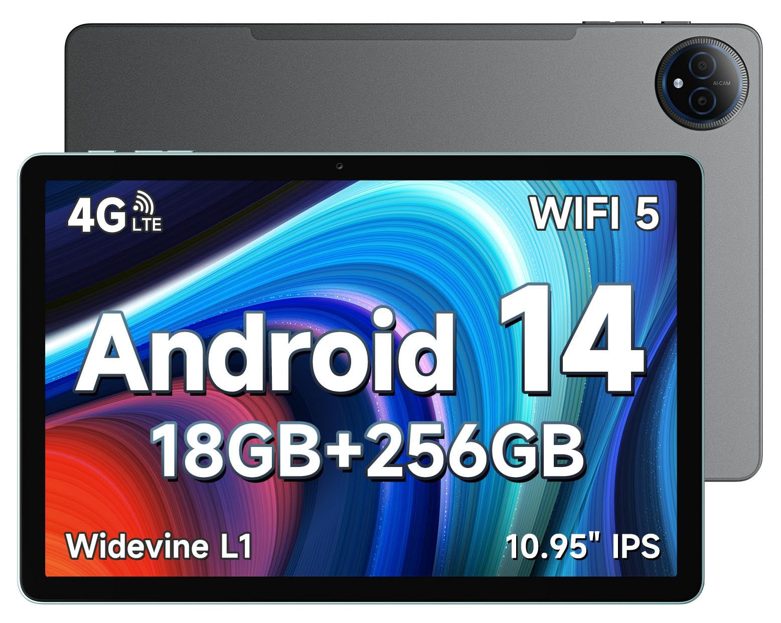 

для Inch FOSSiBOT Tab 12 Android 14 18 ГБ ОЗП 256 ГБ ПЗП 1 ТБ TF-карта Widevine L1 сертифікований GMS Бездротова проекція 4G Face FHD WiFi OTG [Новинка 2024, 10+ сірий колір