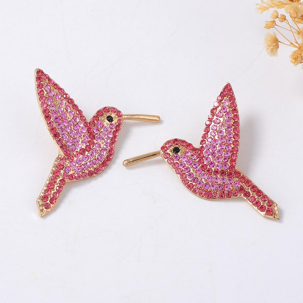 Pinkdudu Hummingbird Rhinestone Earrings Fashion Forward Alloy Studs with Colorful Crystal Details PD156