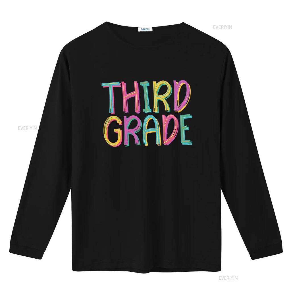 Colorful Neon Third Grade Back To School Print Casual T Shirt Vintage Washed Streetwear Comfortable Designer Clothes Soft Homme