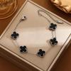 Korean Style Titanium Steel Four-Leaf Clover Couple Bracelet, 18k Rose Gold, Non-Fading