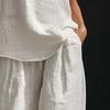Completo in Cotone e Lino da Donna a 2 Pezzi con Top Canotta Senza Maniche con Scollo all'Americana e Pantaloni a Gamba Larga Set da Relax Abbigliamento Casual per le Vacanze