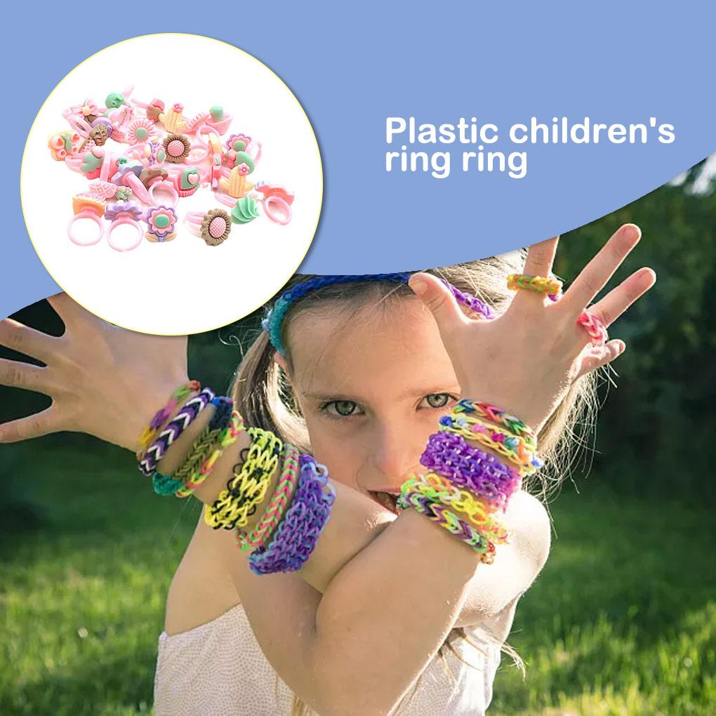 Cute 100 Beach School Jewelry Candy Lovely Pieces Decoration Cartoon Holiday Resin Dessert Children Sweet Ring Kids