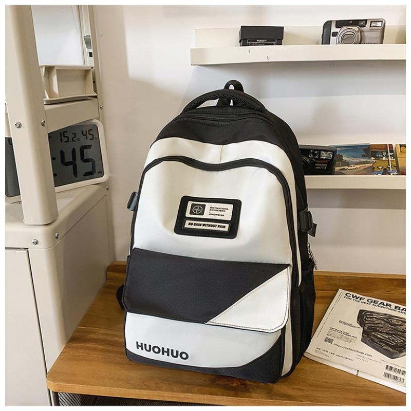 

New College Students Splicing Contrast Schoolbags Travel Durable Large-capacity Joker Backpack High School Computer Backpack .