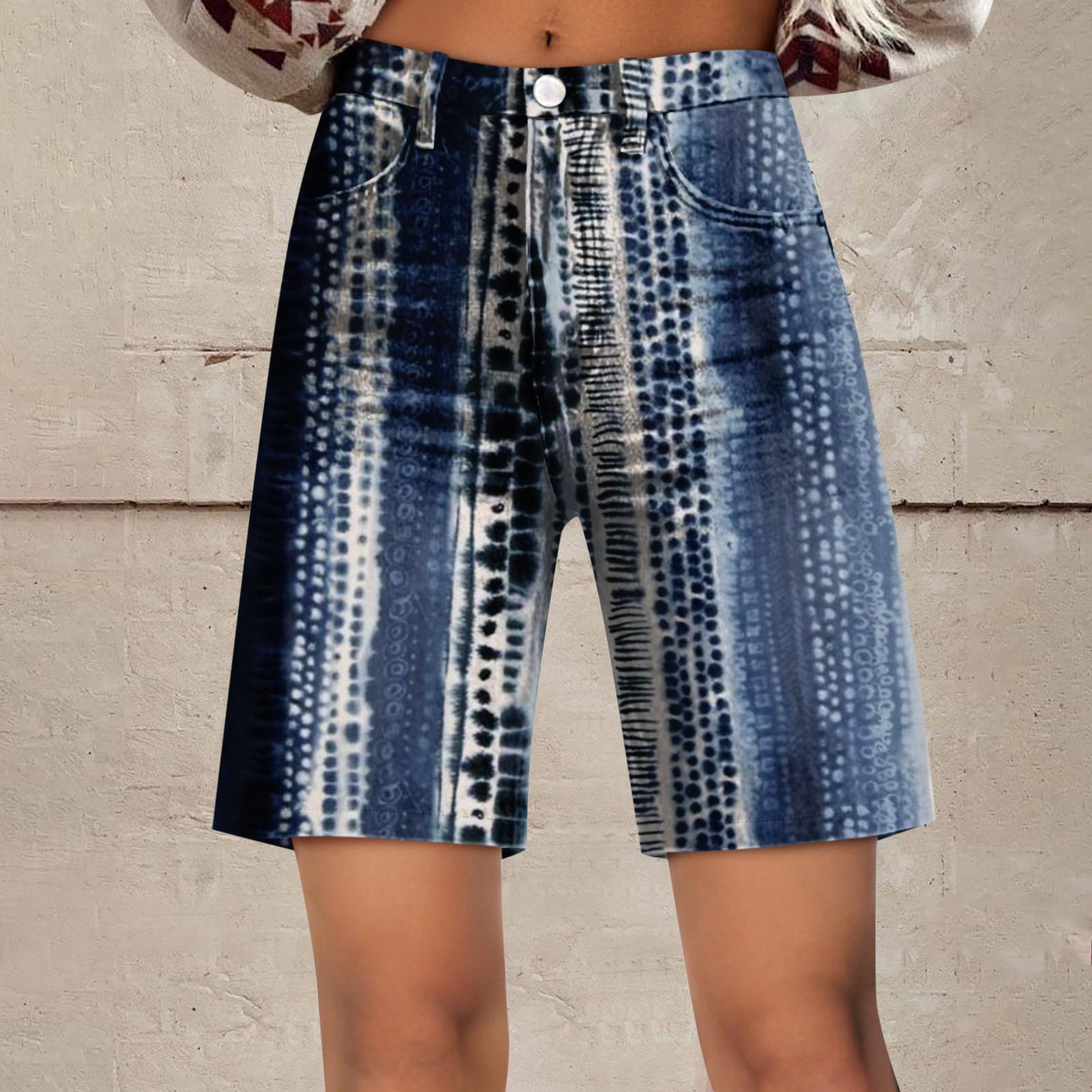 

Жіночі Модні Повсякденні Штани Штани з Широкими Штанинами Шорти L синій