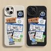 For iPhone 15 Pro Case iPhone 11 Case iPhone 12 13 Mini 14 Pro Max XR XS 7 8 Plus SE Air Ticket Label Sticker Collage Cover