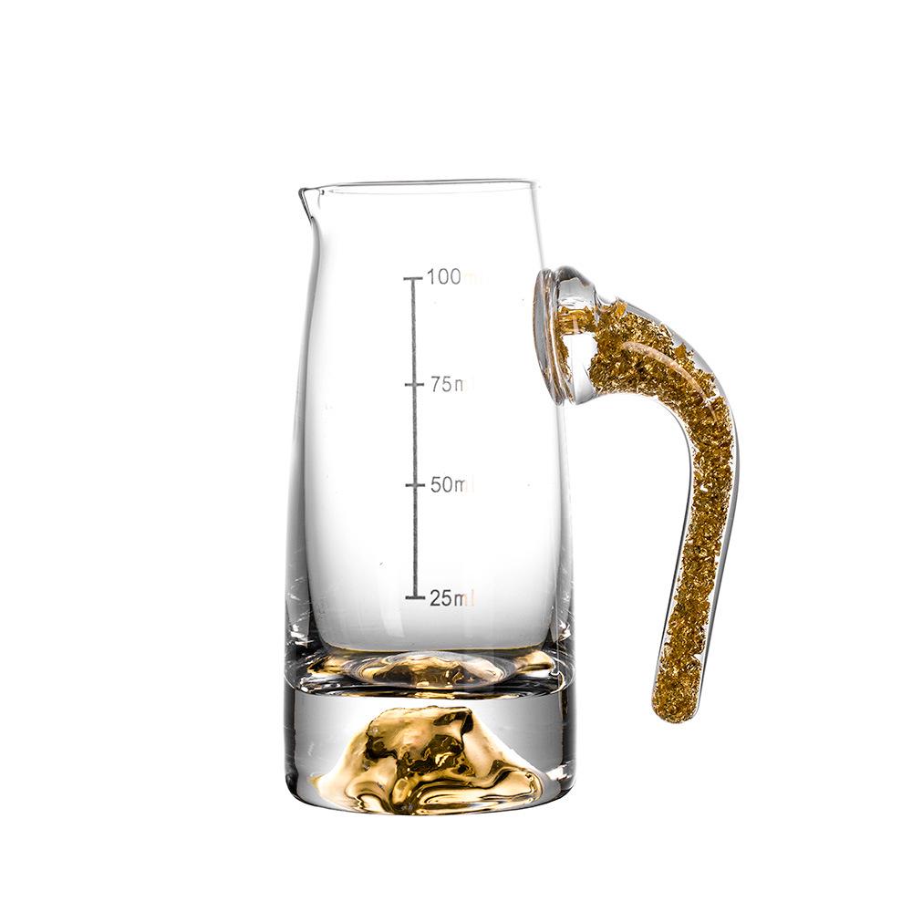 Gold Leaf Crystal Shot Glass - Diamond Surface Liquor Cup & Decanter.