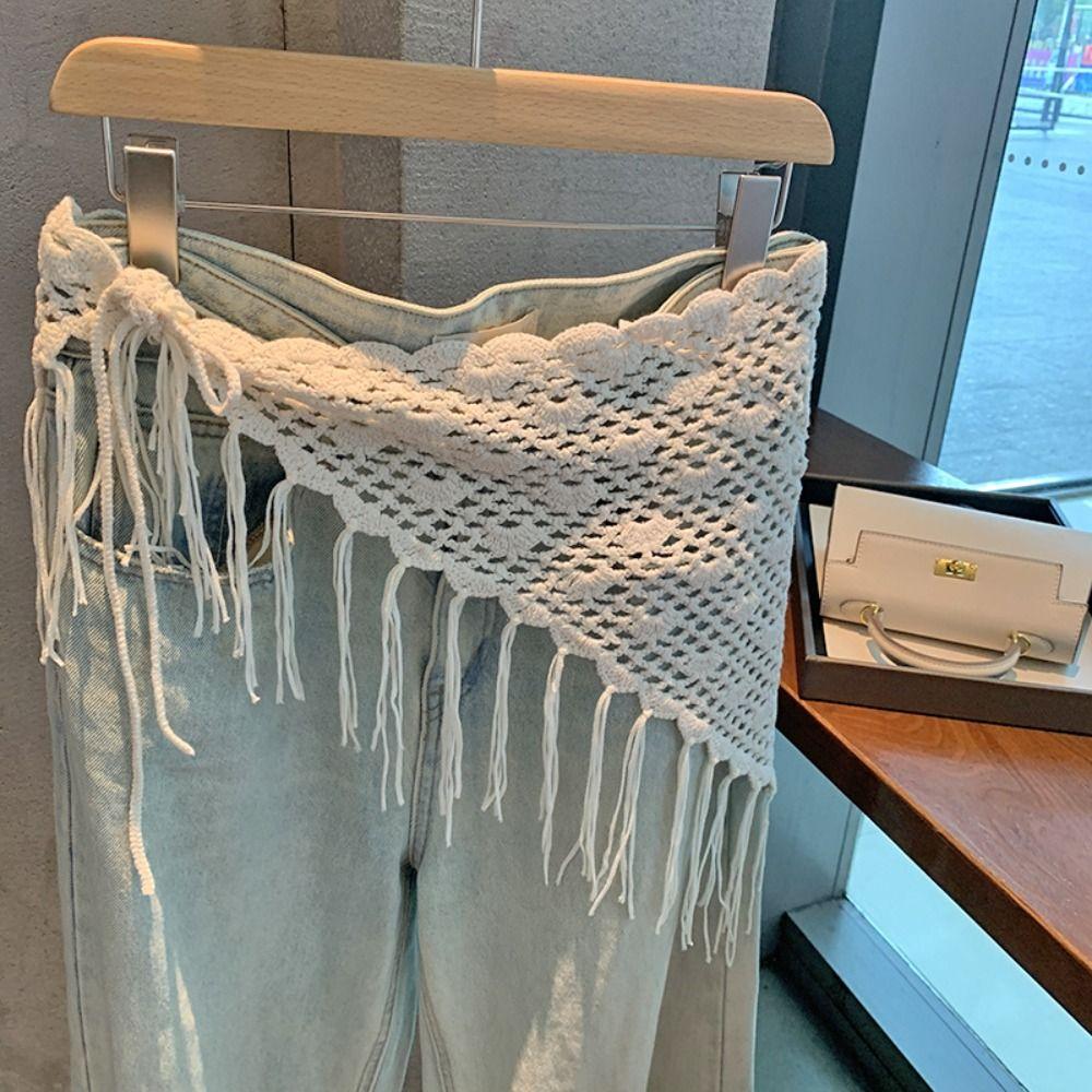 Countryside Style Hollow Out Lace Shawl Bohemian Crochet Flower Scarves  Summer