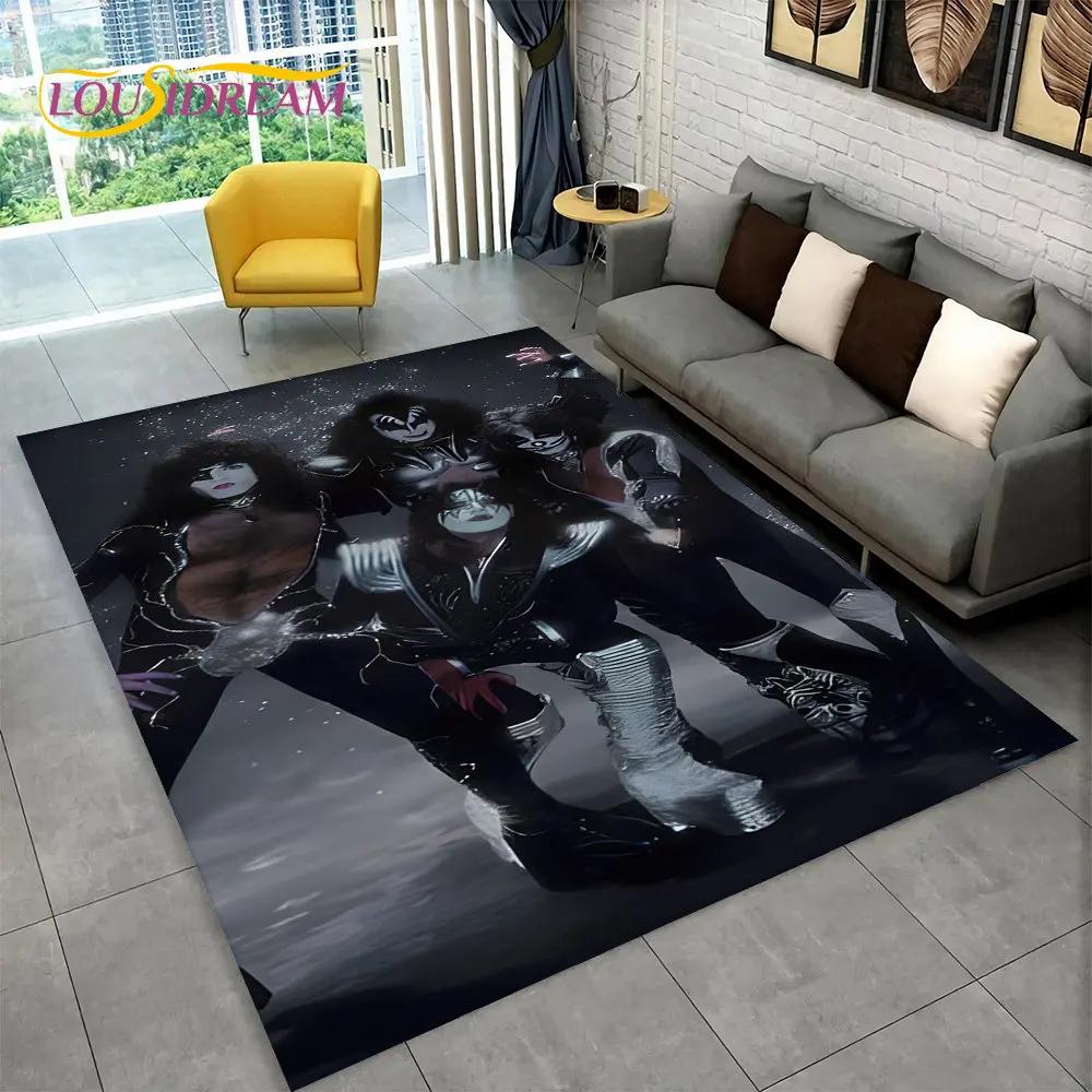 KISS Rock Band Retor Teppich, Teppich für Zuhause, Wohnzimmer, Schlafzimmer, Sofa, Fußmatte, Dekor, Küche, rutschfeste Bodenmatte Alfombra