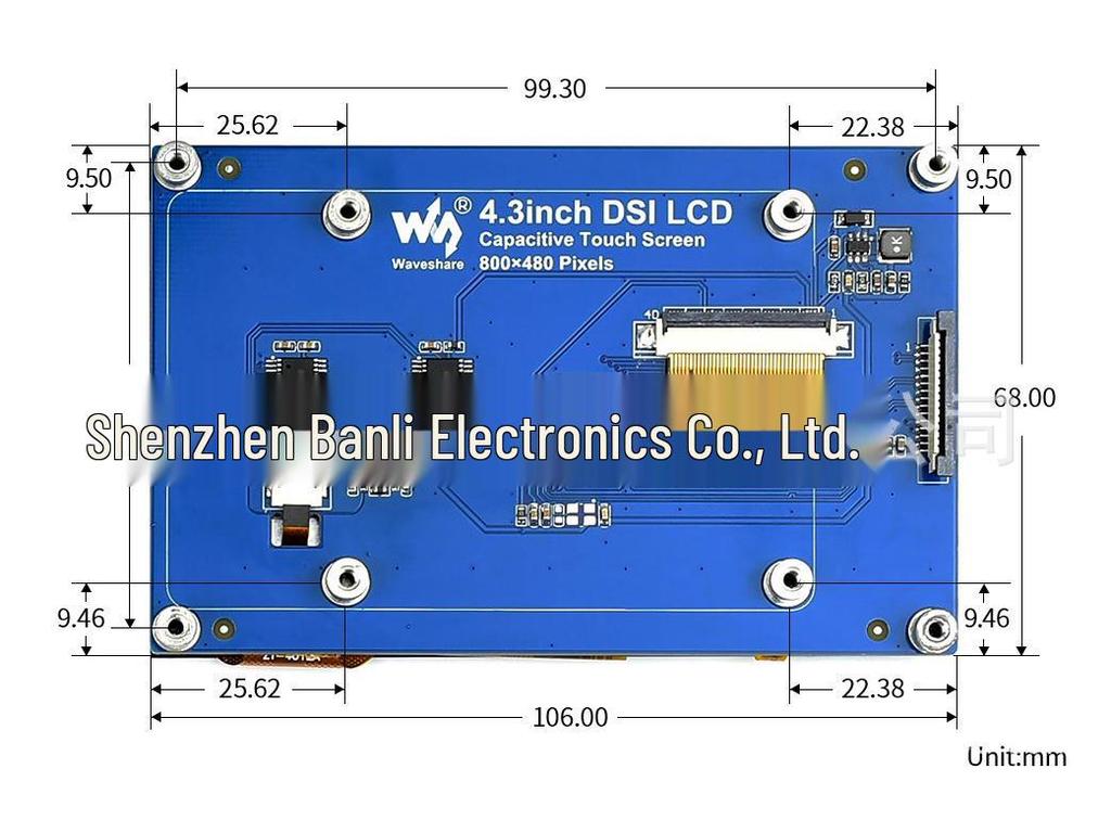 4.3" Capacitive Touchscreen for Raspberry Pi, 800x480 IPS, MIPI DSI Interface