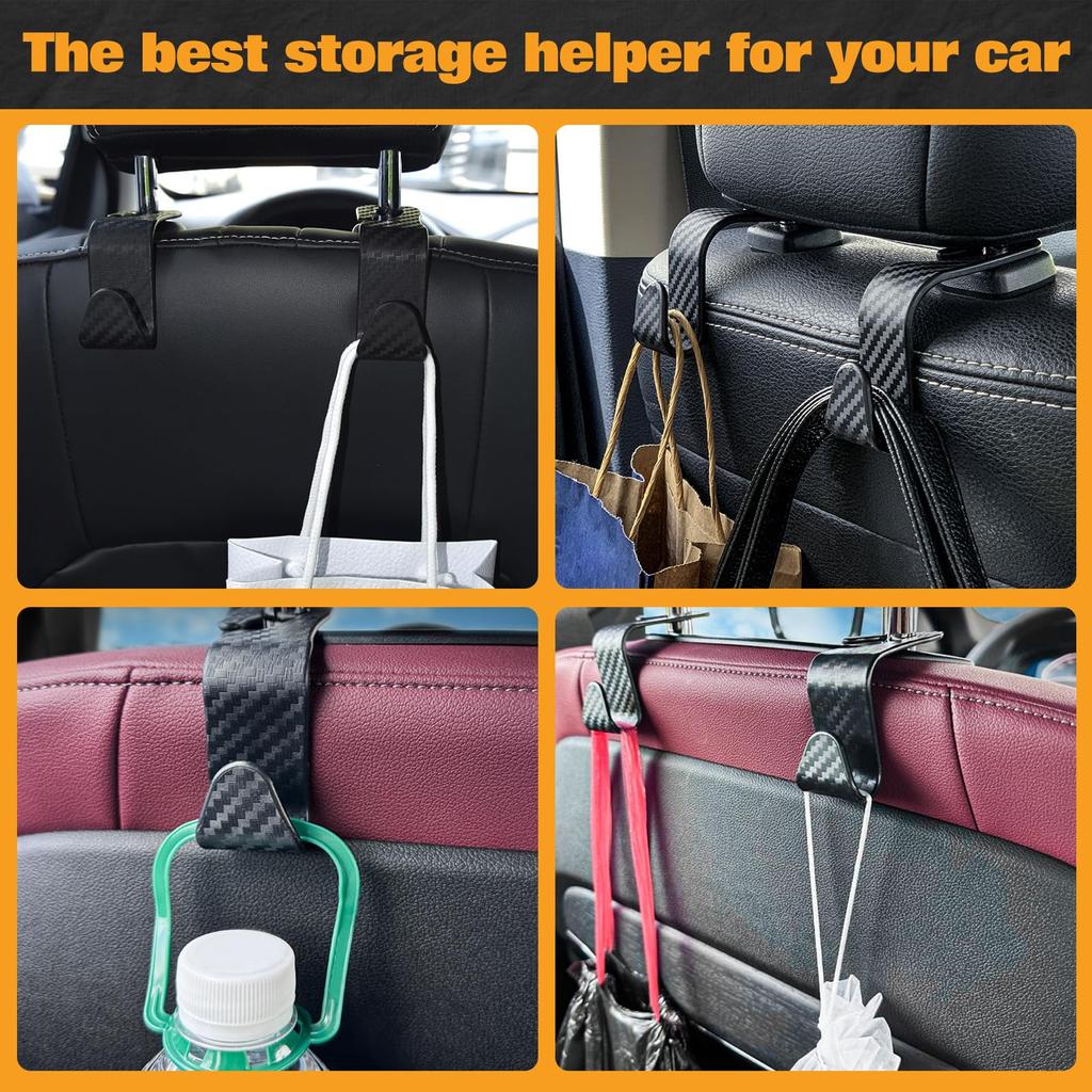 LEONTOOL Set of 4 Car Seat Headrest Hooks, Car Hooks, Car Hooks, Car Storage