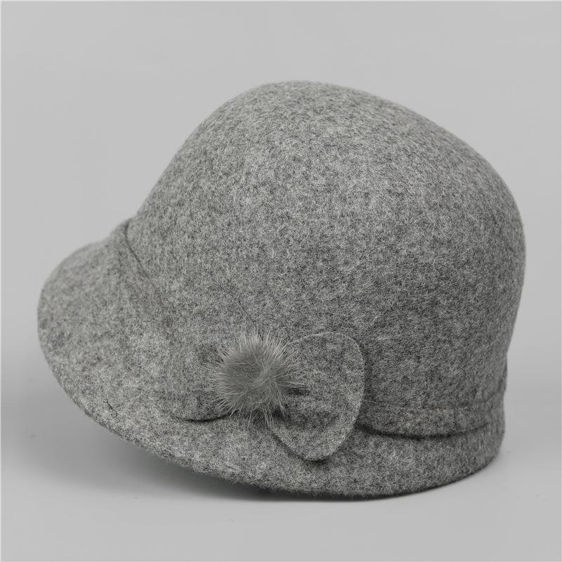 

Шляпа Женская осенне-зимняя теплая шляпа Утолщенная шерстяная шляпа-ведро M（56-58cm） серый