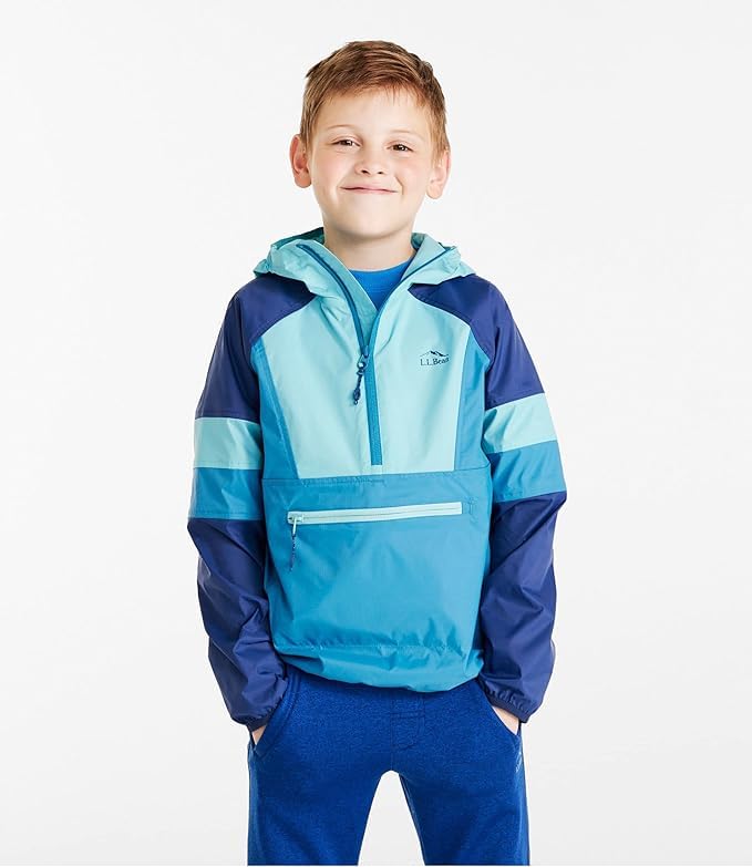 LL Bean Wind Rain Big Size Purple 1000137071 Kids' & Anorak, Kids, M, 10-12, Clover/Ruby Coral, Multicolor,