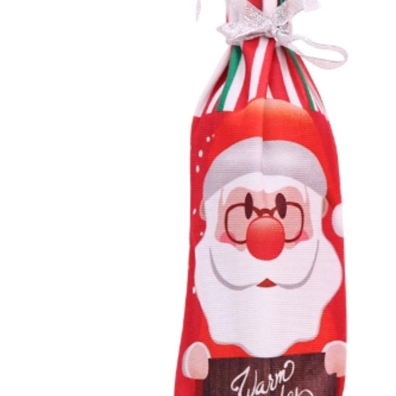 Noua decorațiuni de Crăciun și rechizite pentru festival Set de sticle de vin imprimate Set de sticle de șampanie de vin roșu Set de vin cu desene animate