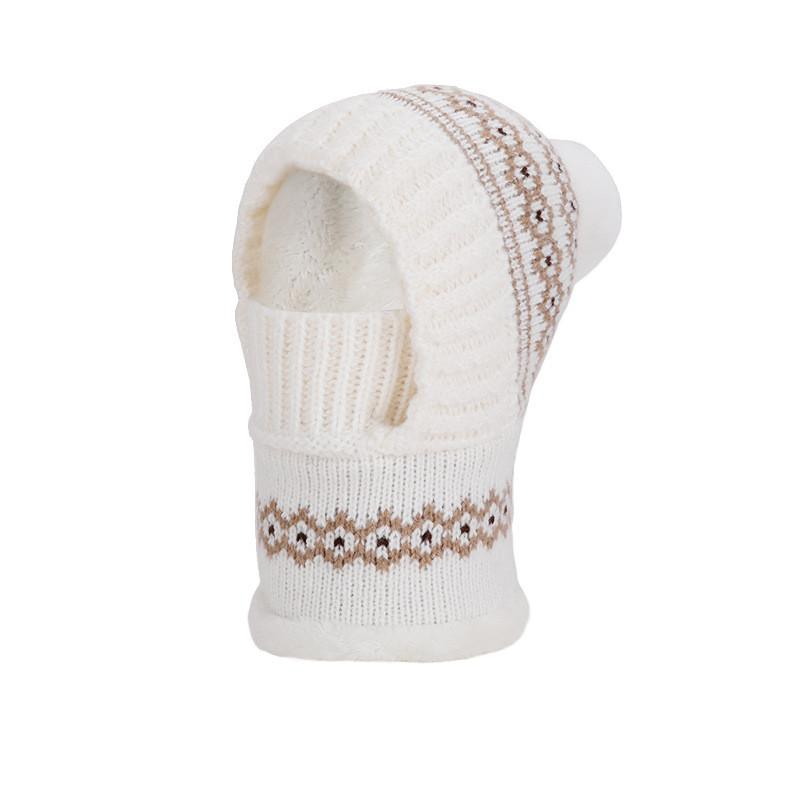 Acrylic Knit Hat With Face Mask And Ear Cover For Winter Warmth And Wind Protection