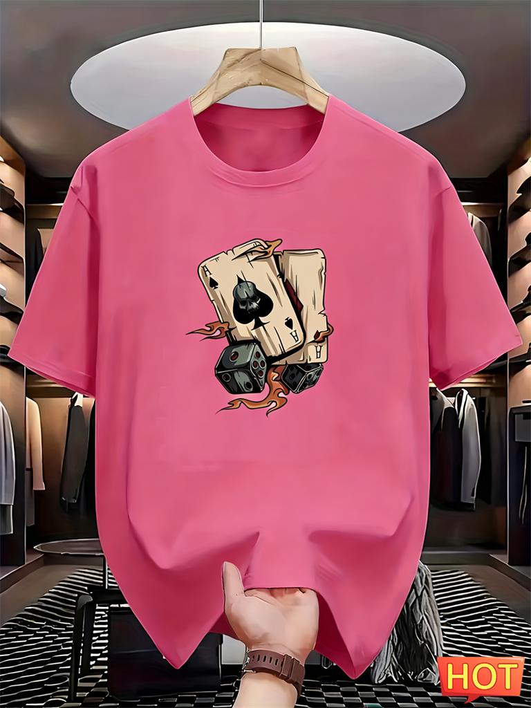 Simple Poker Dice Graphic T Shirts For Men Fashion Trendy Short Sleeve 3D Printed Tshirts Cool Oversized Streetwear Tees Tops