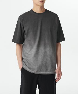 Gradient Relaxed Crew Neck T-Shirt [Dark Gray]