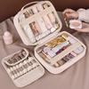 Three in One Makeup Bag For Women PU Leather Portable Organizer Bag Travel Cosmetic Brush Toiletries Storage Bags