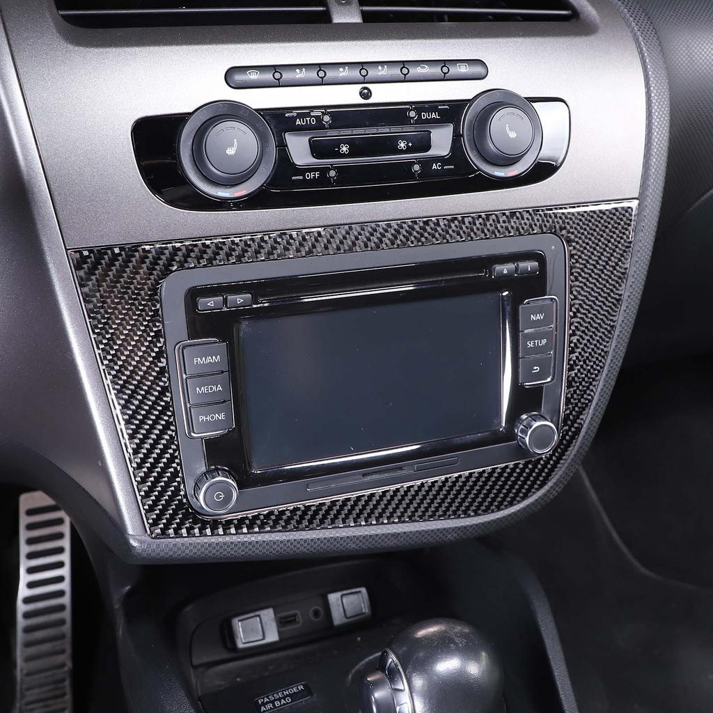 EJJG2 For Seat Leon 2005-2012 Real Carbon Fiber Sticker LHD RHD Car CD Panel Decoration Sticker Car Interior Modification Accessories