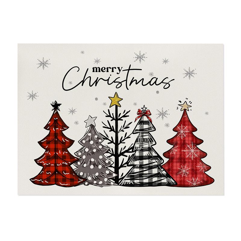

4Pcs Luxury Christmas Print Placemats for Party Kitchen Wedding Dining Decoration Linen Non Slip Heat Resistant Table Mats 4Pcs-30X45cm(12X18in