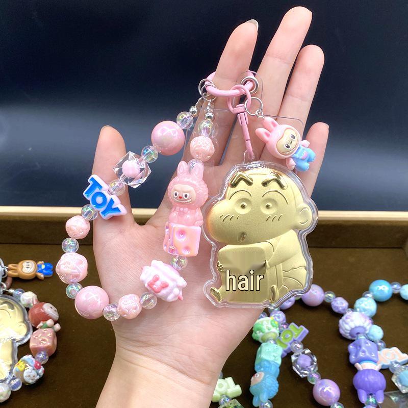 999 Pure Gold Shin-chan Summer Dopamine Keychain Pendant Gift Gold Foil розовый