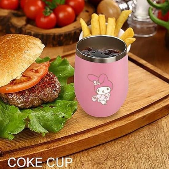 My Melody Tumbler Lid Stainless Steel Vacuum Insulated 350ml Double Structure Keeps Cold Spill-resistant Beer Coffee Stylish Birthday Wedding Gift.