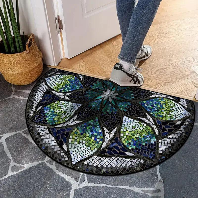 

Напівкруглі килимки для підлоги Легкі у догляді Брудовідштовхувальні та Вбираючі килимки для дверей для входу 50 * 80CM зелений