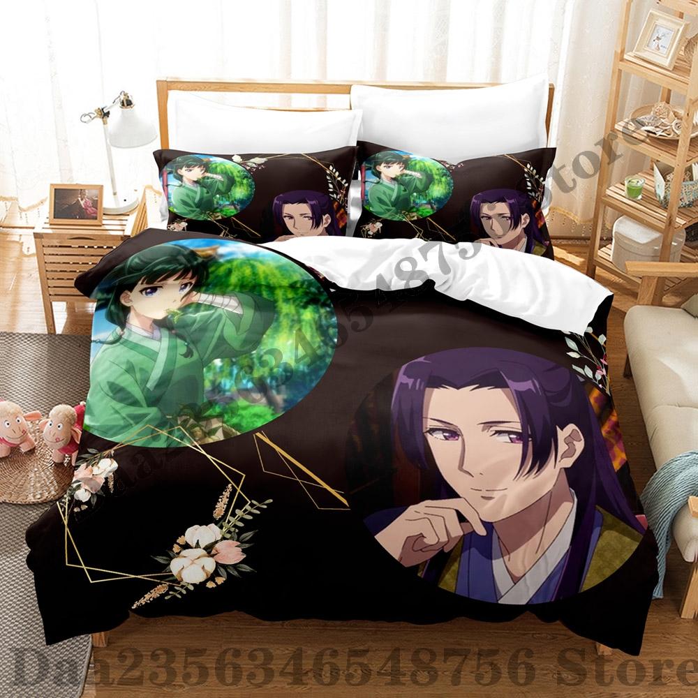

2024 The Apothecary Diaries Bedding Set Single Twin Full Queen King Size Bed Set Adult Bedroom Duvetcover Sets Anime Bed Sheet AU Single(140x210cm)