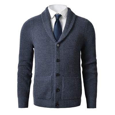 Maglione cardigan da uomo con collo a scialle Maglione slim fit lavorato a trecce con bottoni in lana merino
