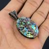 Abalone Shell 999 Copper Wire Wrapped Pendant, Handmade Gemstone Pendant Jewelry, Gifts For Wife Brand New Pendant