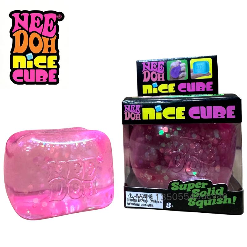 Schylling Nee Doh Kwallen Glitter Kubus, Zacht Jelly Knijp Stressverlichter Fidget Speelgoed, Sensorische NeeDoh voor Kinderen en Volwassenen