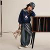 Hello Kitty Girls' Plaid Patchwork Lapel Sweatshirt