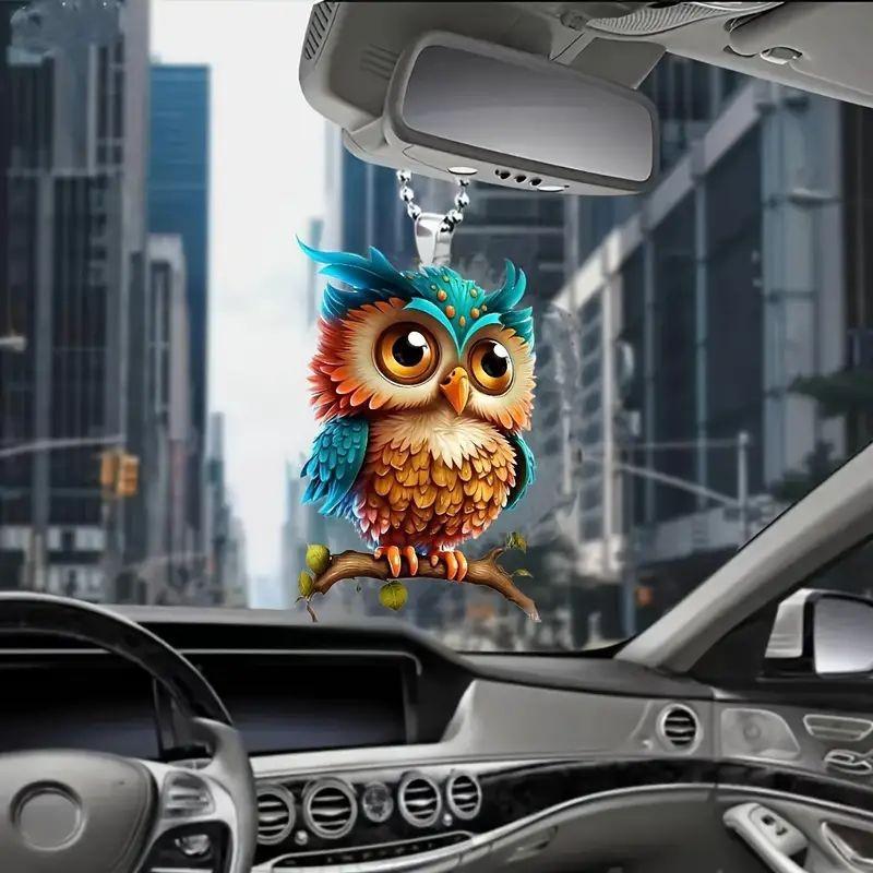 Acrylic Delightful Owl Car Pendant Fun Cartoon Style Ideal For Vehicle Decoration