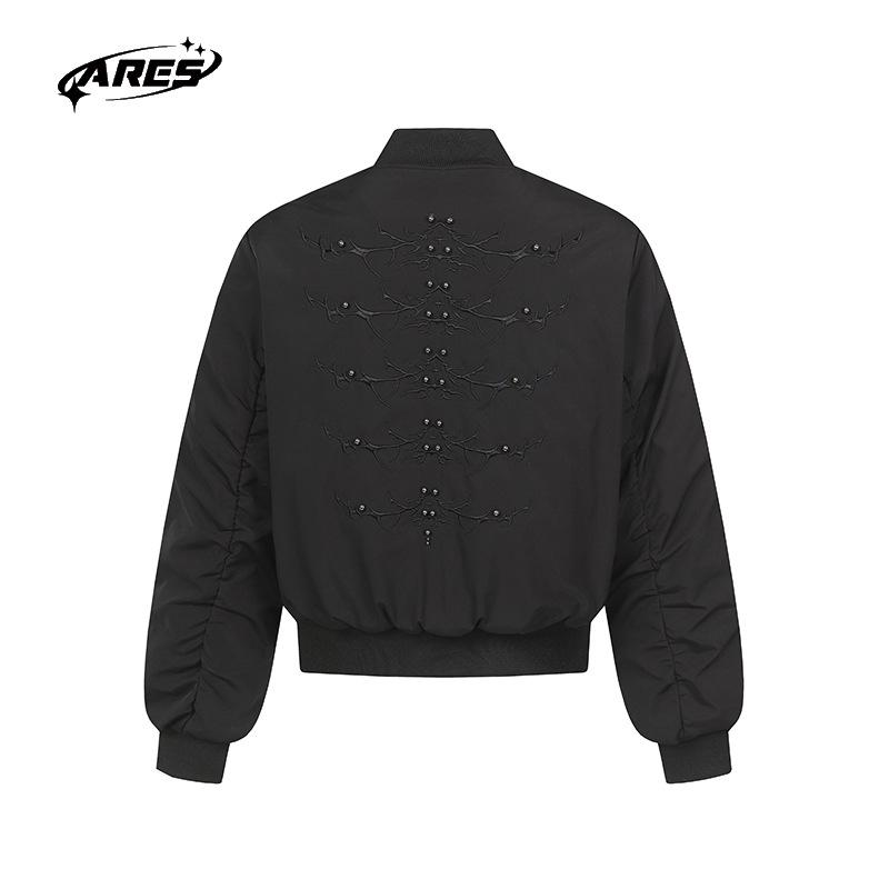 

ARES Men s Retro Rivet Embroidered Velvet Jacket - Clean Fit, Warm Winter Outerwear M чорний