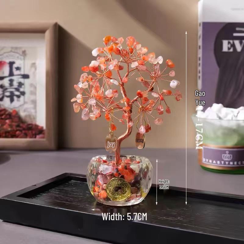 Natural Crystal Money Tree for Wealth & Prosperity - Decorative Ornament for Home, Office, or Desk