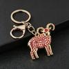 Golden Bighorn Sheep Rhinestone Inlaid Keychain Sturdy Clasp Lightweight Key Ring for Car Key Purse Bag Ornament