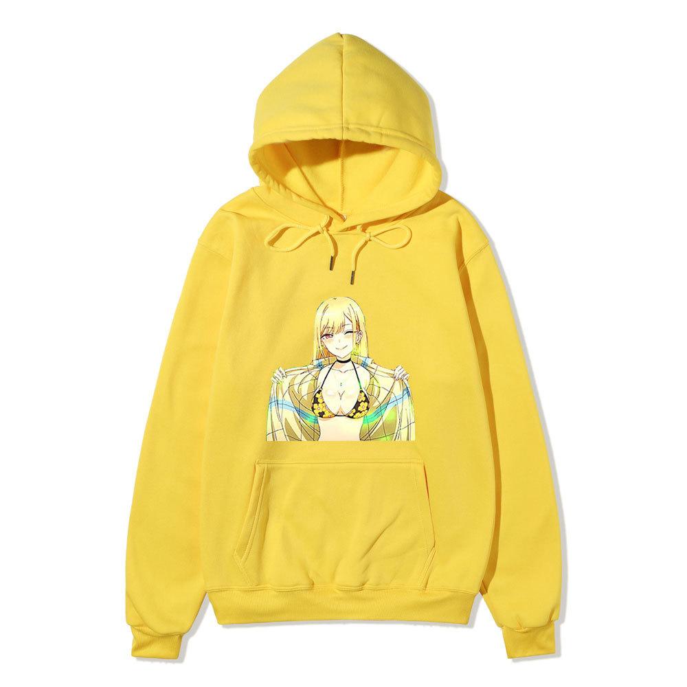 My Dress-Up Darling Marin Kitagawa Unisex Fleece Hoodie Anime Character Front Print Long Sleeve Casual Pullover Sweatshirt