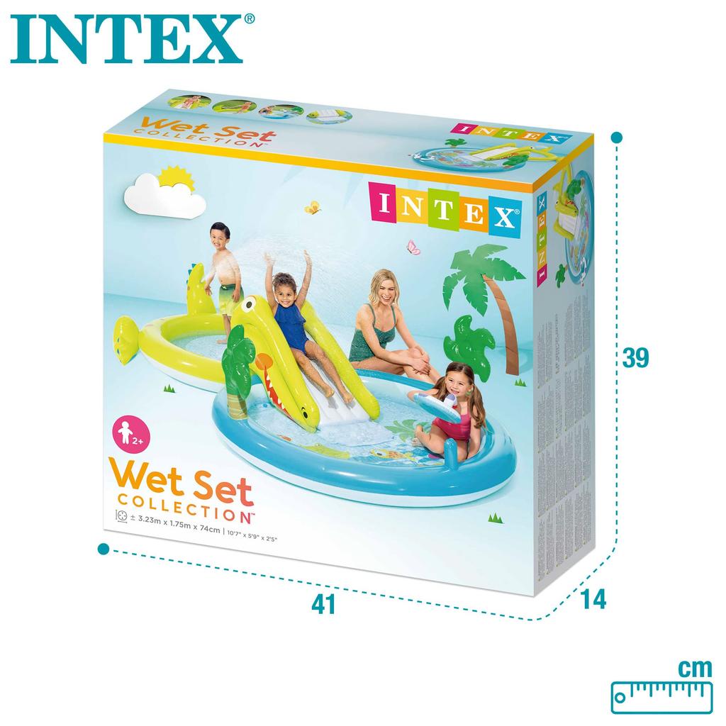 INTEX Gator Play Center Pool with Slide, Round, 57164