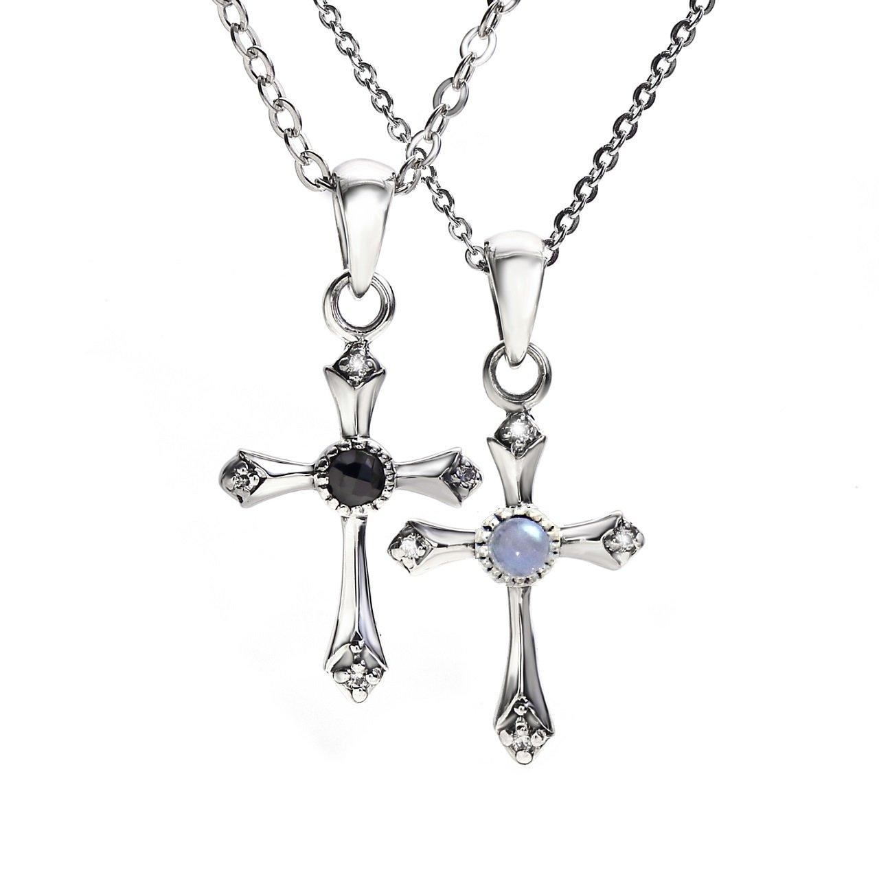

VELVY Silver 925 European Cross Couple Pair Necklace paper bag tb327 [Velvi] (with box) (stainless chain)