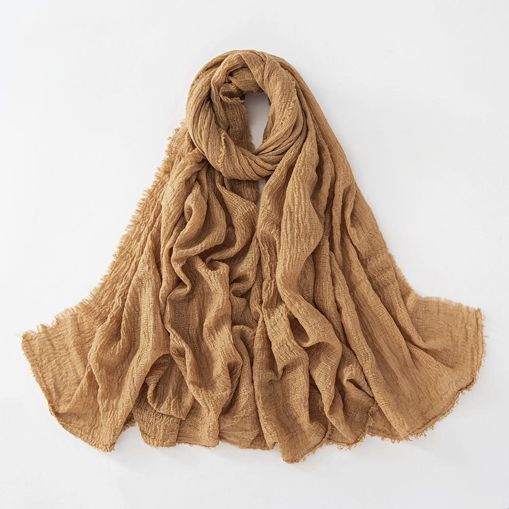 New Cotton Linen Gauze Scarf For Women Girls Spring Autumn Solid Scarves Soft Pashmina Foulard Simple Retro Beard Wrap Shawls