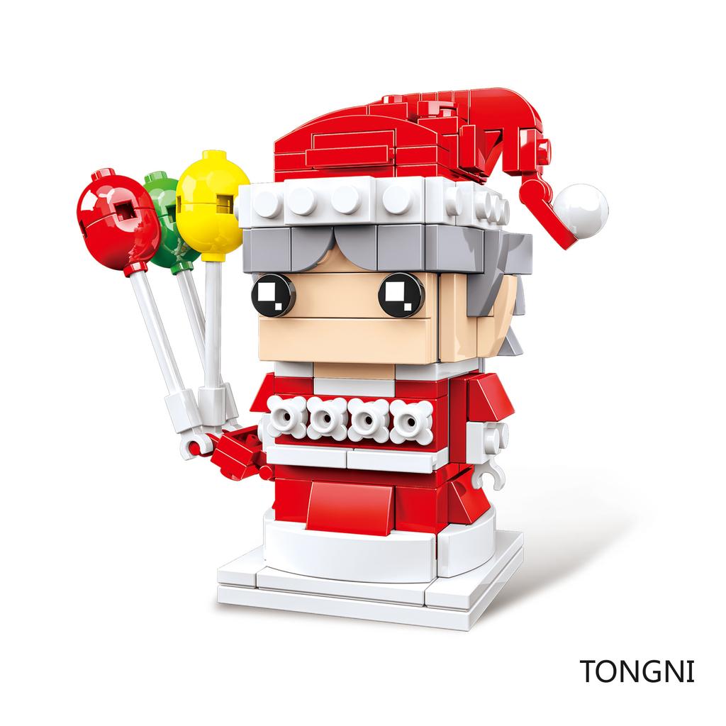 Single 1pcs Christmas Santa Claus Elk Snowman Tree Model Building Blocks Model Gift Toys for Children Xmas