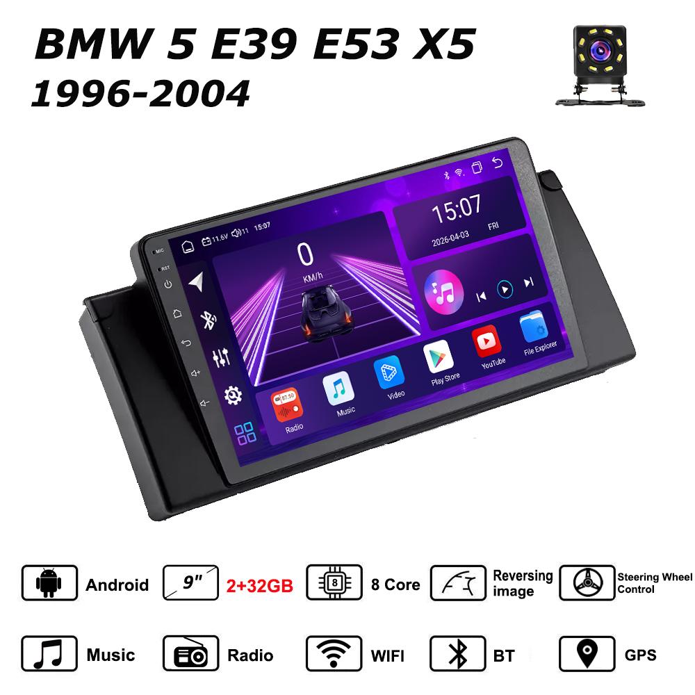 

Автомобильная магнитола Android Car-Play для BMW 5 E39 E53 X5 1996-2004 Мультимедийный плеер Головное устройство Стерео Навигация GPS BT WIFI, 8 ЯДЕР ,2+32ГБ чёрный