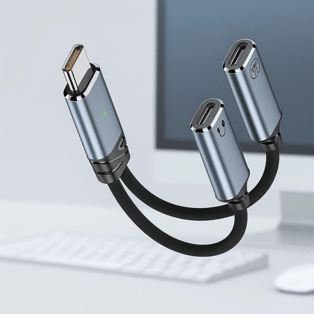 2 In 1 Design Type C Splitter Audio Cable 2-in-1 Headphone Adapter Cable  Phone Charging